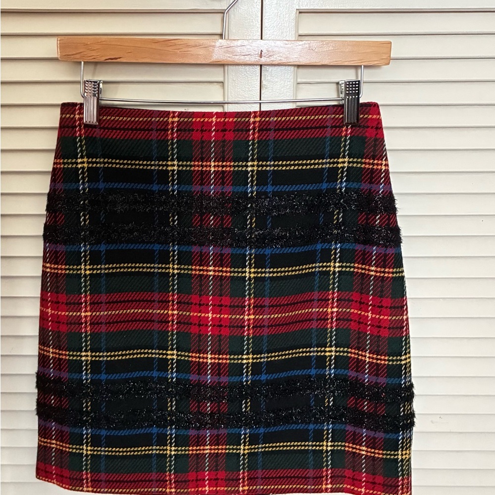 J. Crew Tartan Mini Skirt - Red, Black, and Blue